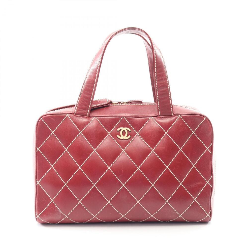 Chanel Wild Stitch Handbag Leather Bordeaux Purple